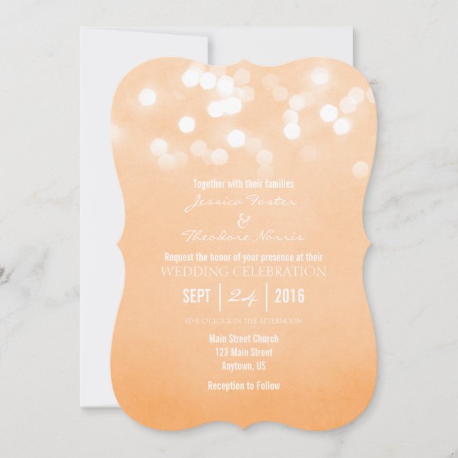 Convites Peach Bokeh Glitter Lights Invitation (Frente)