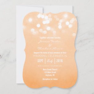 Convites Peach Bokeh Glitter Lights Invitation