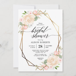 Convites Peach chá de panela geométrico