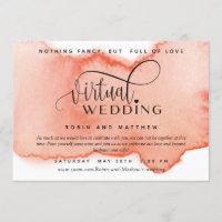 Peach Coral Watercolor, Casamento Virtual Online