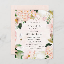 Convites Peach Cream Hydrangeas Brunch e Bubbles Invite