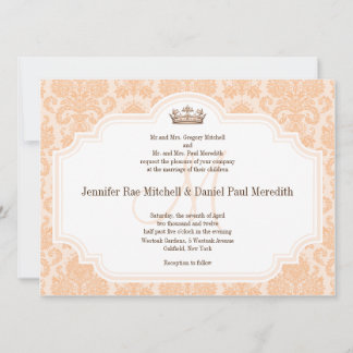 Convites Peach Damask Chocolate Castanho