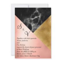 Peach Dourado e Black Marble Geométrico