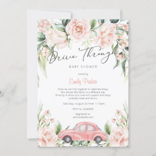 Convites Peach Drive Through Watercolor Floral Chá de frald