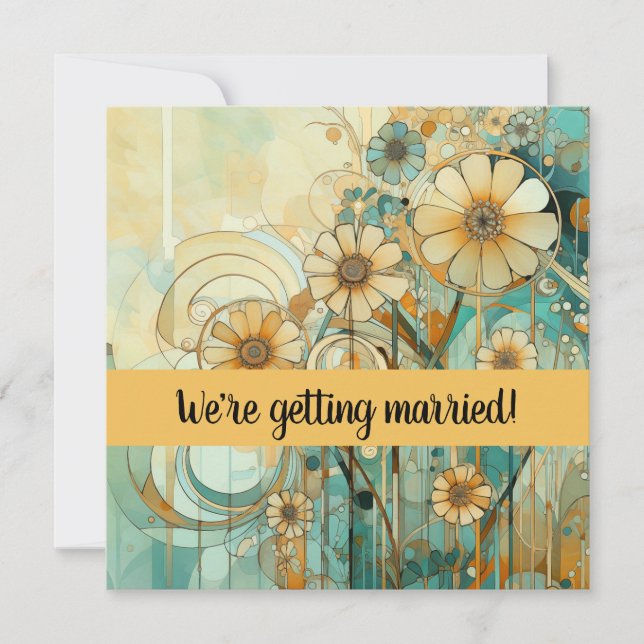 Convites Peach e Beige Floral Abstrato (Frente)