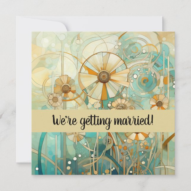 Convites Peach e Beige Floral Abstrato (Frente)