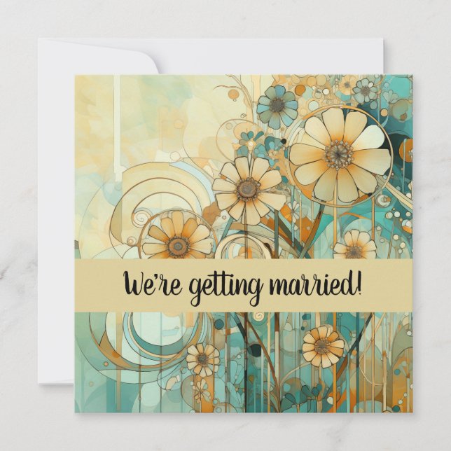 Convites Peach e Beige Floral Abstrato (Frente)