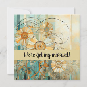 Convites Peach e Beige Floral Abstrato