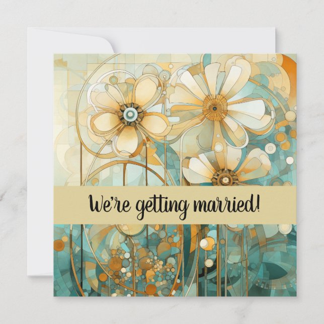 Convites Peach e Beige Floral Abstrato (Frente)