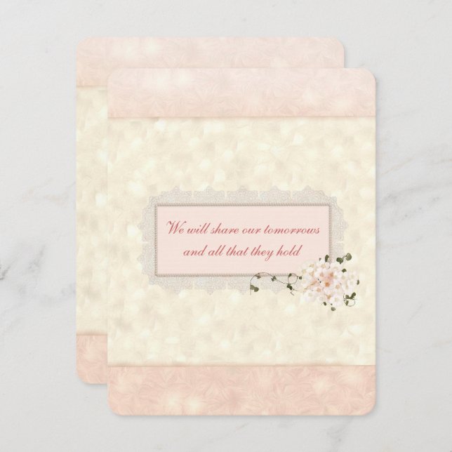 Convites Peach Floral and Lace Wedding (Frente/Verso)
