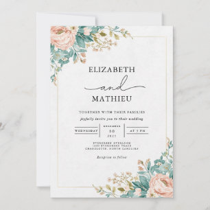 Convites Peach Floral Arch Wedding
