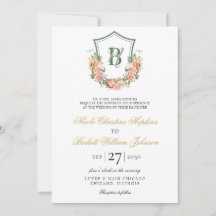 Peach Floral Crest Wedding