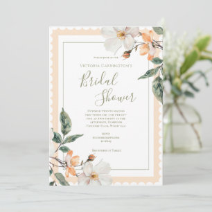 Convites Peach Floral Elegant Chá de panela