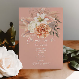 Convites Peach Floral Elopement Recepção de casamento
