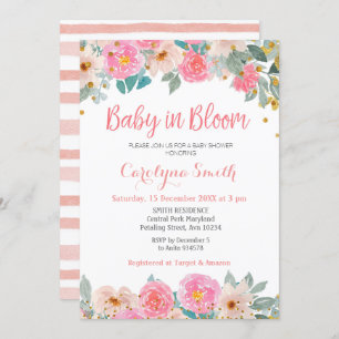 Convites Peach Floral greeneric Baby in Bloom