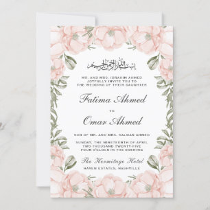 Convites Peach Floral, legante, deixa casamento muçulmano i