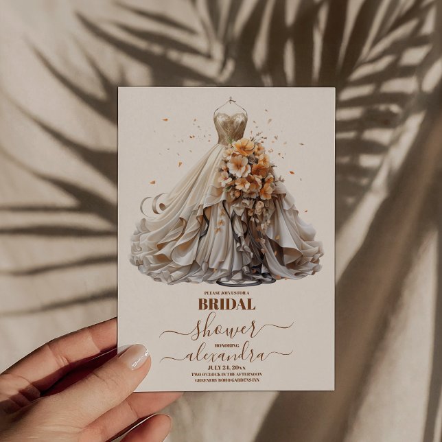 Convites Peach Floral Wedding Chá de panela (Criador carregado)