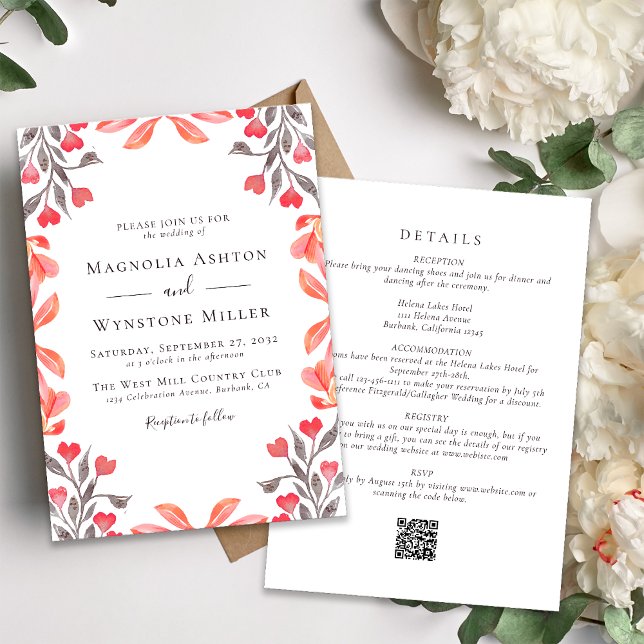 Convites Peach Florals All in One Wedds (Criador carregado)