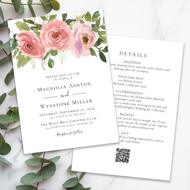 Convites Peach Florals All in One Wedds (Criador carregado)