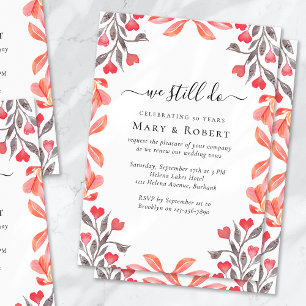 Convites Peach Florals Nós Ainda Fazemos Vow Renewal 50º Ca