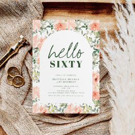 Convites Peach Flowers Arch Elegant Vintage 60º aniversário