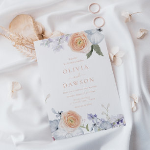 Convites Peach Fuzz Dusty Blue Modern Elegance