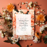 Convites Peach Fuzz Floral Wedding<br><div class="desc">Cor do convite floral do casamento floral de pêssego 2024.</div>