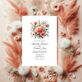 Convites Peach Fuzz Floral Wedding