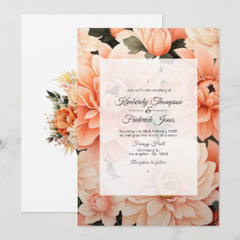 Convites Peach Fuzz Floral Wedding