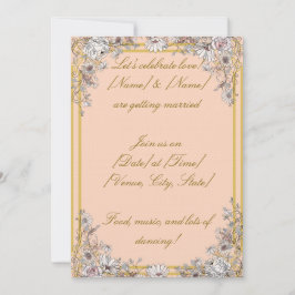 Convites Peach & Gold Botanical Wedding Invitation | Elegan