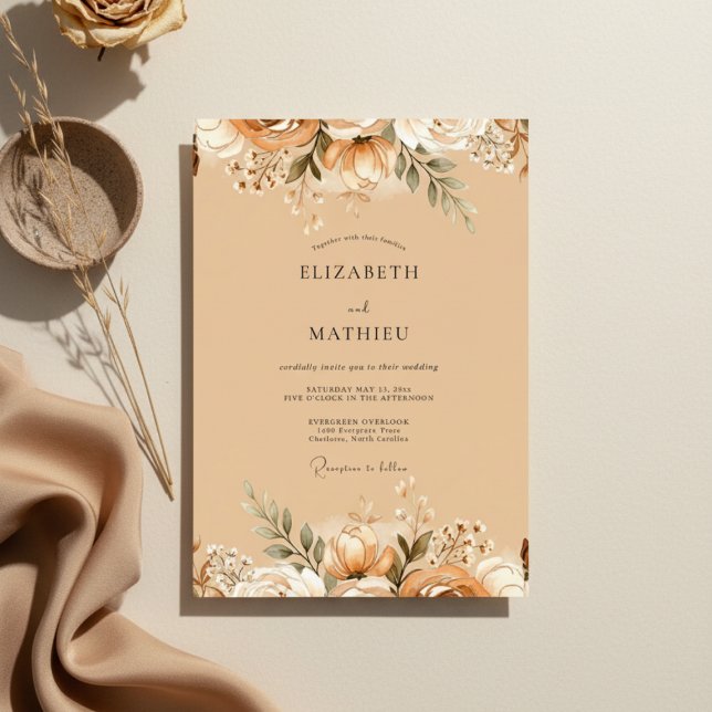 Convites Peach Harvest Bloom Wedding (Criador carregado)