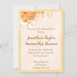 Convites Peach Hibiscus Dourado de Ivory Janto de Ensaios F