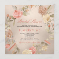 Peach Luxury Faux Gold Foil Floral Chá de panela