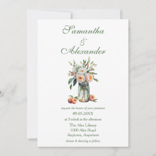 Convites Peach Mason Jar Wedding