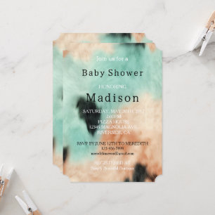 Convites Peach Mint Cream Southwest Cowgirl Couro de Vaca