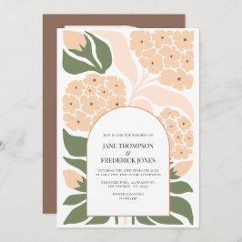 Convites Peach Mist Abstract Floral Modern Spring Wedding
