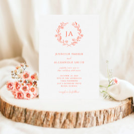 Convites Peach Monograma Wedding