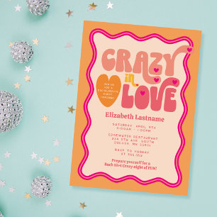 Convites Peach Orange Crazy in Love Festa de solteira