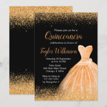 Peach Orange Dress Faux Glitter Quinceanera
