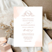 Peach Orange Watercolor Mantém Casamento Monograma