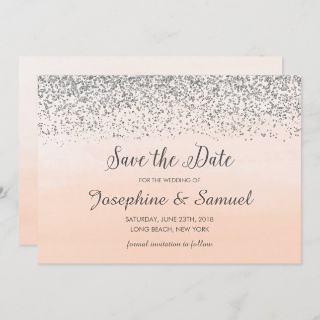 Convites Peach Orange Watercolor Salvar Data (Frente/Verso)