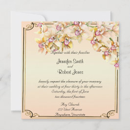 Convites Peach Orchid Watercolor Posh Wedh Invitation