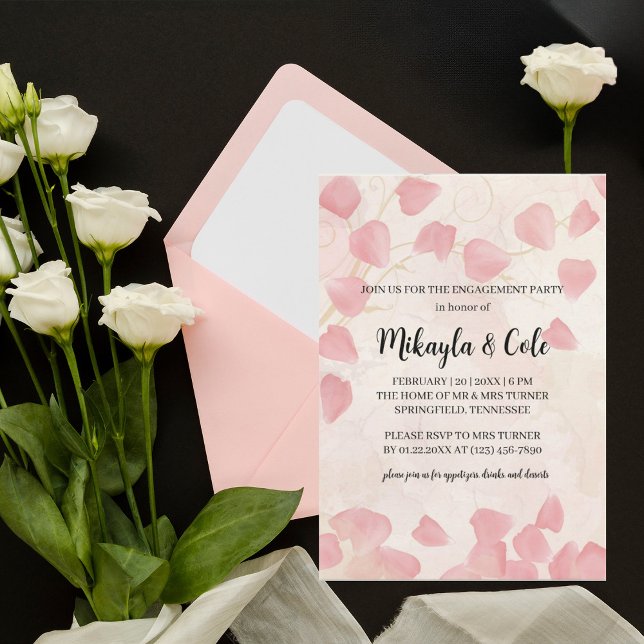 Convites Peach Petals & Cream Festa de noivado Invite (Criador carregado)