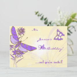 Convites Peach Purple Butterfly Invitation Card