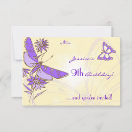 Convites Peach Purple Butterfly Invitation Card