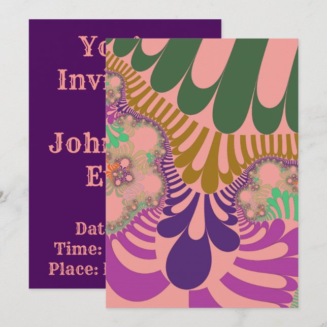 Convites Peach Rainbow Mod (Frente/Verso)