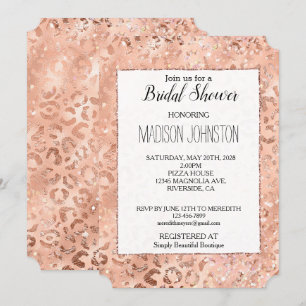Convites Peach Rosa Leopard Glitz