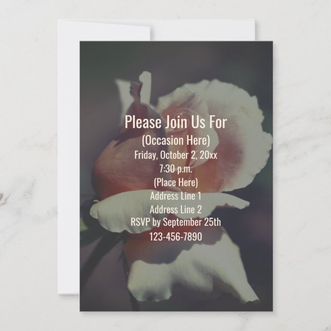 Convites Peach Rosebud Floral Invitation (Frente)