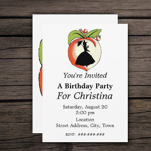 Convites Peach Silhouette Southern Bell Birthday