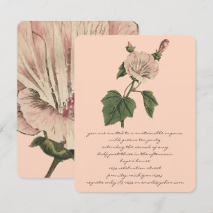 Convites Peach Vintage Boho Botanical Rosa Flower Janto